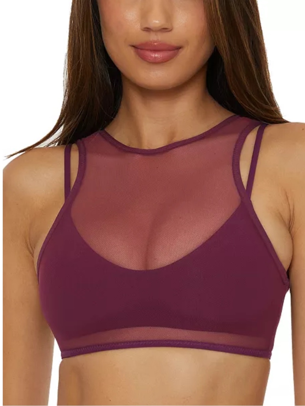 BECCA Muse Mesh Overlay Multi Way Bralette Bikini Top Size S